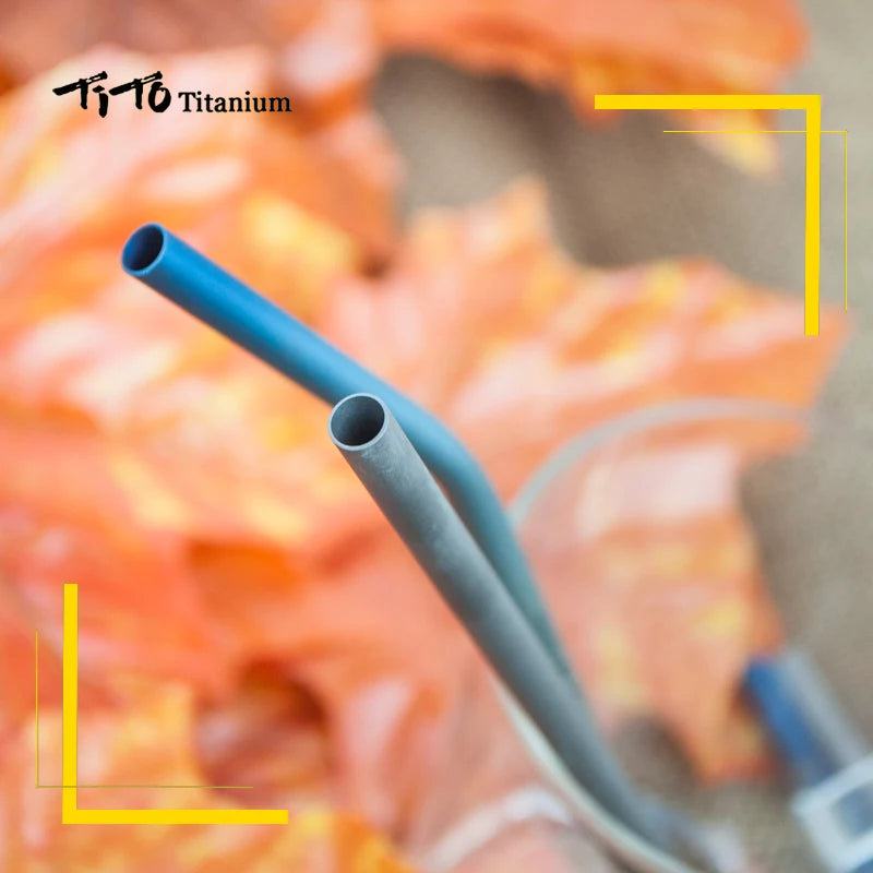 TiTo Titanium Straws With 1 Cleaner Brush Titanium Aolly Bend Straw Kitchen Outdoor Camping Drinking Gift Straws - PST PS Tradings