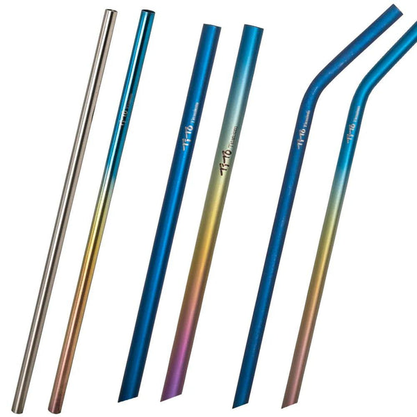 TiTo Titanium Straws With 1 Cleaner Brush Titanium Aolly Bend Straw Kitchen Outdoor Camping Drinking Gift Straws - PST PS Tradings