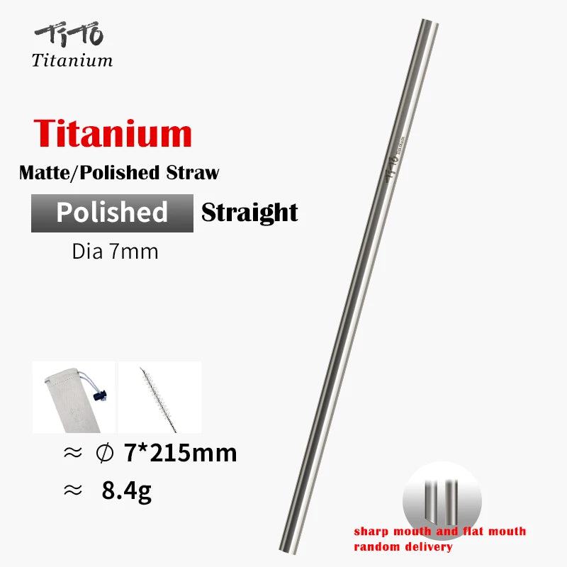 TiTo Titanium Straws With 1 Cleaner Brush Titanium Aolly Bend Straw Kitchen Outdoor Camping Drinking Gift Straws - PST PS Tradings