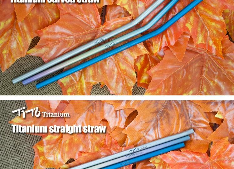 TiTo Titanium Straws With 1 Cleaner Brush Titanium Aolly Bend Straw Kitchen Outdoor Camping Drinking Gift Straws - PST PS Tradings