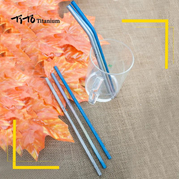 TiTo Titanium Straws With 1 Cleaner Brush Titanium Aolly Bend Straw Kitchen Outdoor Camping Drinking Gift Straws - PST PS Tradings