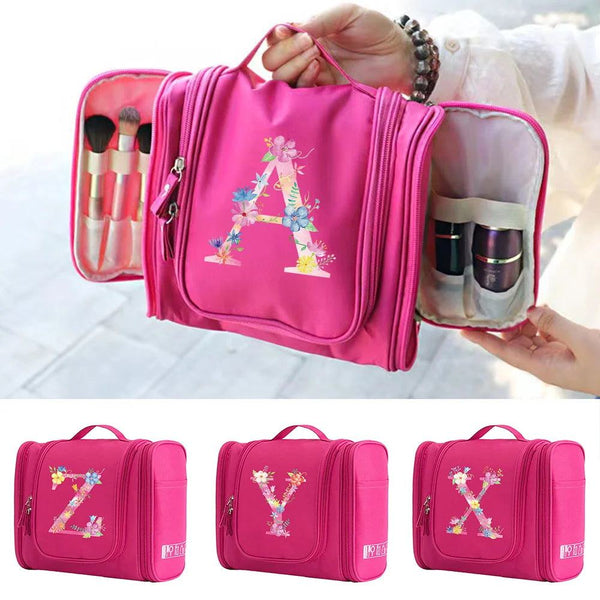 Travel Handbag Cosmetic Bags Make Up Case MakeUp Bag Wash Pouch Women Hook Up Organizer Pink Print Toiletry Accessory Storage - PST PS Tradings