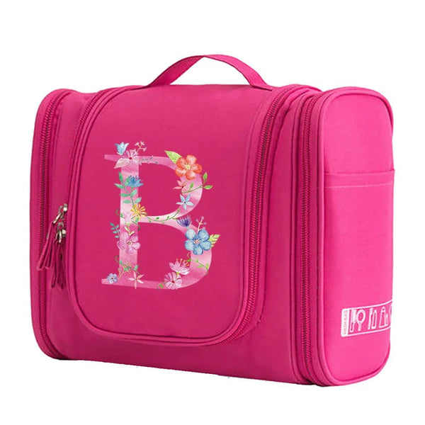 Travel Handbag Cosmetic Bags Make Up Case MakeUp Bag Wash Pouch Women Hook Up Organizer Pink Print Toiletry Accessory Storage - PST PS Tradings