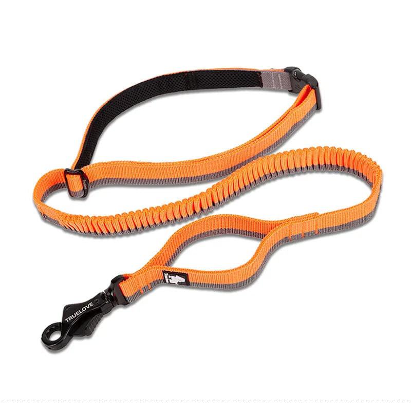 Truelove Dog Running Bungee Leash Hand-held Waistworn Adjustable Nylon Elastic Retractable Dog Leads for Jogging Walking Orange - PST PS Tradings