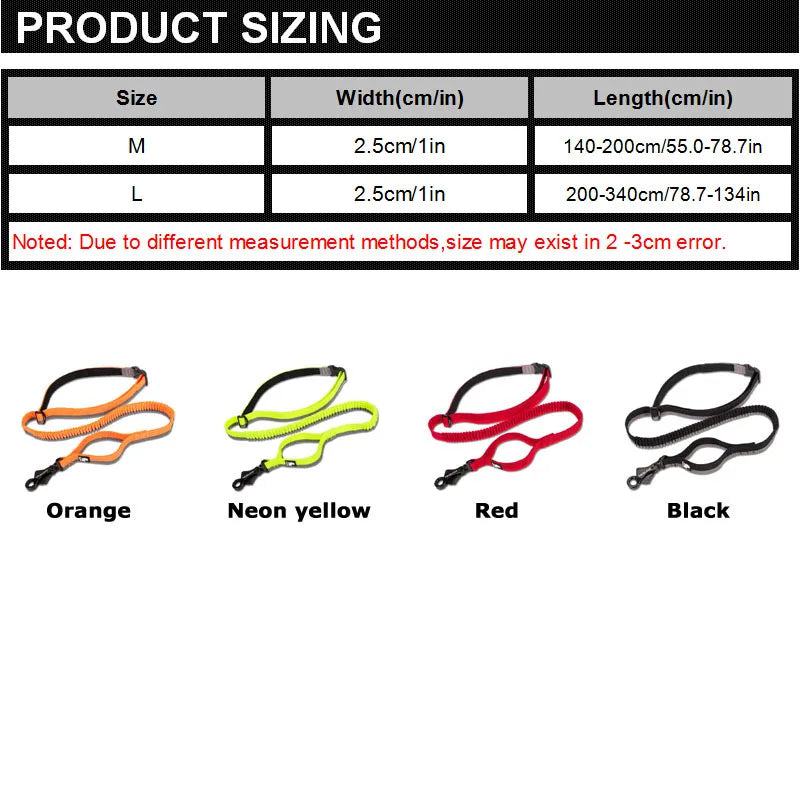 Truelove Dog Running Bungee Leash Hand-held Waistworn Adjustable Nylon Elastic Retractable Dog Leads for Jogging Walking Orange - PST PS Tradings