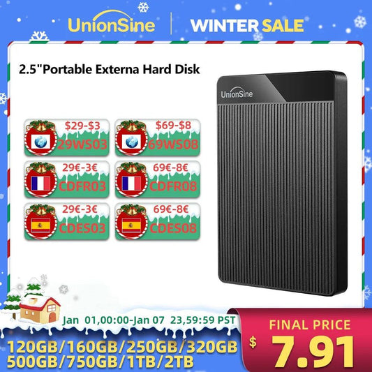 UnionSine HDD 2.5'' Portable External Hard Drive 2tb/1tb/500gb/750gb USB3.0 Storage Compatible for PC,Mac,Desktop,MacBook,Xbox - PST PS Tradings