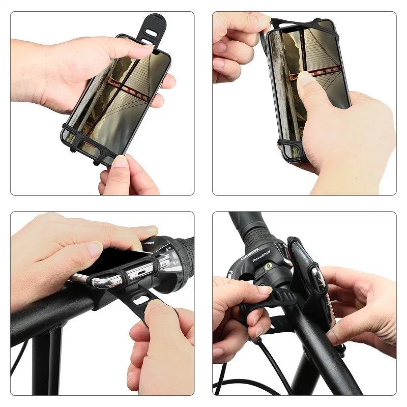 Universal silicone Bicycle Motorcycle Mobile Phone Holder Bike Mount phone holder For Cellphone GPS Baby Carriages Stand - PST PS Tradings  PST PS Tradings