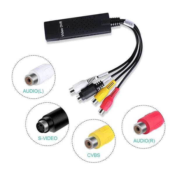 USB Video Capture Card Easy Cap VHS VCR Mini DV Hi8 DVD to Digital Converter RCA/S-video to USB 2.0 Audio Video Record Capture - PST PS Tradings