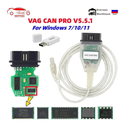 VAG CAN PRO 2023 VCP 5.5.1 Interface Can Bus K-line OBD 2 OBD2 Auto Car Diagnostic Tool OBDII Cable for VW for AUDI - PST PS Tradings