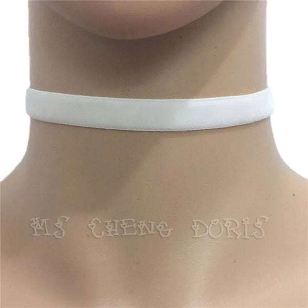 Valentine's Day Gift Punk Gothic White Velvet Choker Necklace Tattoo Necklaces Women Chocker Collares Mujer Collier Femme Bijoux - Property & Safety Tradings