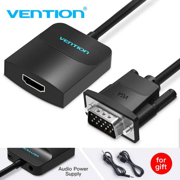 Vention Active VGA to HDMI Adapter with 3.5mm AUX Audio Jack HDMI Female to VGA Male Converter for TV Stick PC Projector Laptop - Property & Safety Tradings