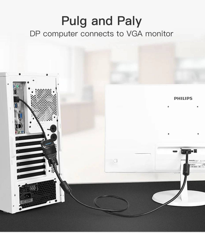 Vention Displayport to VGA Adapter 1080P Display Port Male to VGA Female Audio Converter for Projector HDTV DVDMonitor DP to VGA - Property & Safety Tradings