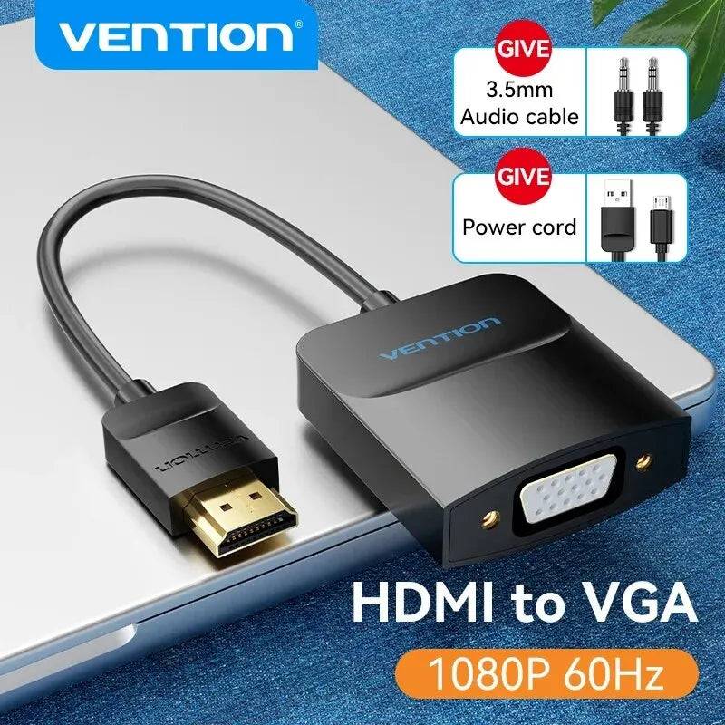 Vention HDMI to VGA Adapter 1080P HD Male to VGA Female Converter With 3.5 Jack Audio Cable for Xbox PS4 PC Laptop Projector - Property & Safety Tradings