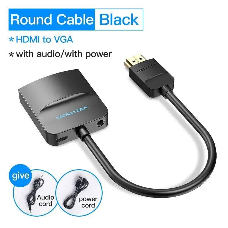 Vention HDMI to VGA Adapter 1080P HD Male to VGA Female Converter With 3.5 Jack Audio Cable for Xbox PS4 PC Laptop Projector - Property & Safety Tradings