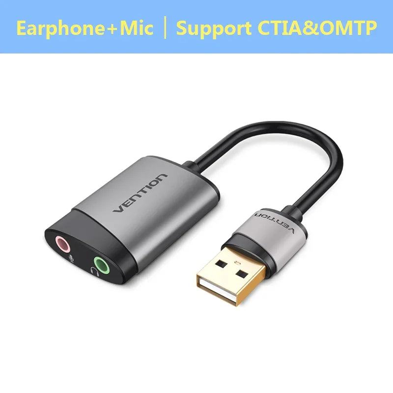 Vention USB External Sound Card USB to 3.5mm Audio Adapter USB to Earphone Microphone for Macbook Computer Laptop PS4 Sound Card