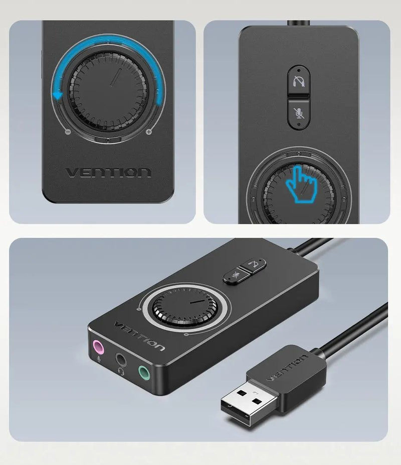 Vention USB External Sound Card USB to 3.5mm Audio Adapter USB to Earphone Microphone for Macbook Computer Laptop PS4 Sound Card