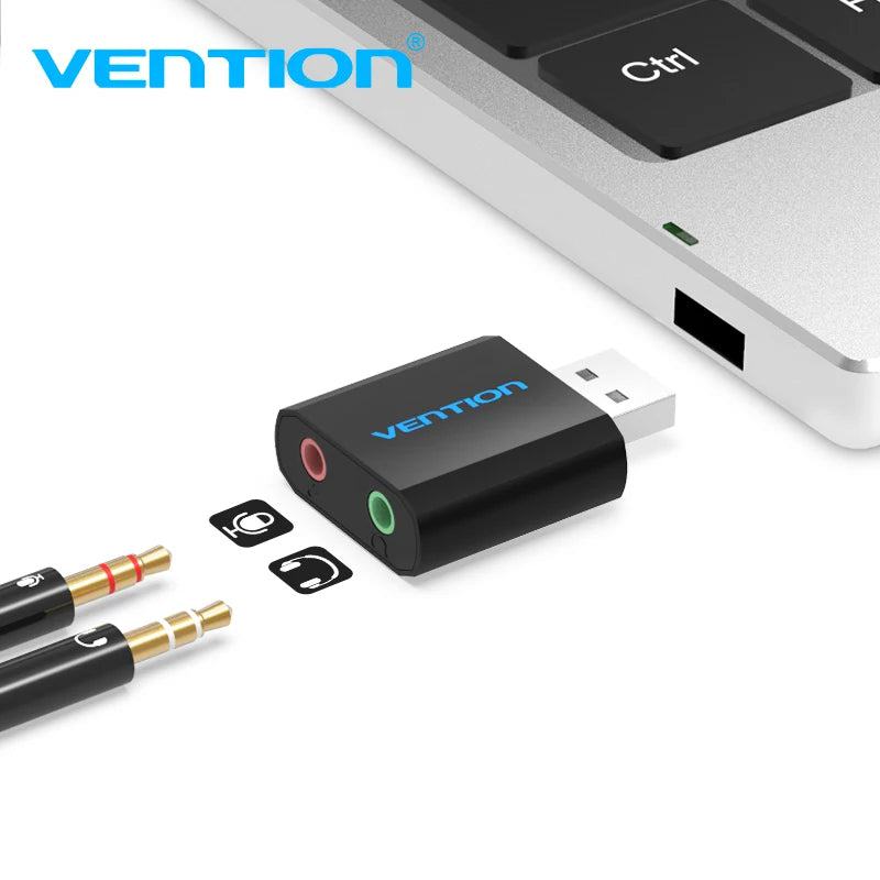 Vention USB Sound Card USB Audio Interface External 3.5mm Microphone Audio Adapter Sound card for Laptop PS4 Headset Sound Card