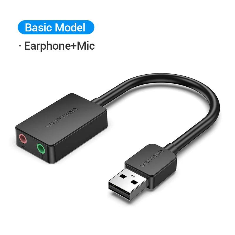 Vention USB Sound Card USB Audio Interface External 3.5mm Microphone Audio Adapter Sound card for Laptop PS4 Headset Sound Card