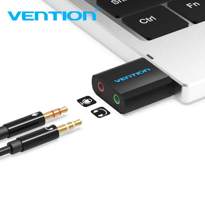 Vention USB Sound Card USB Audio Interface External 3.5mm Microphone Audio Adapter Sound card for Laptop PS4 Headset Sound Card