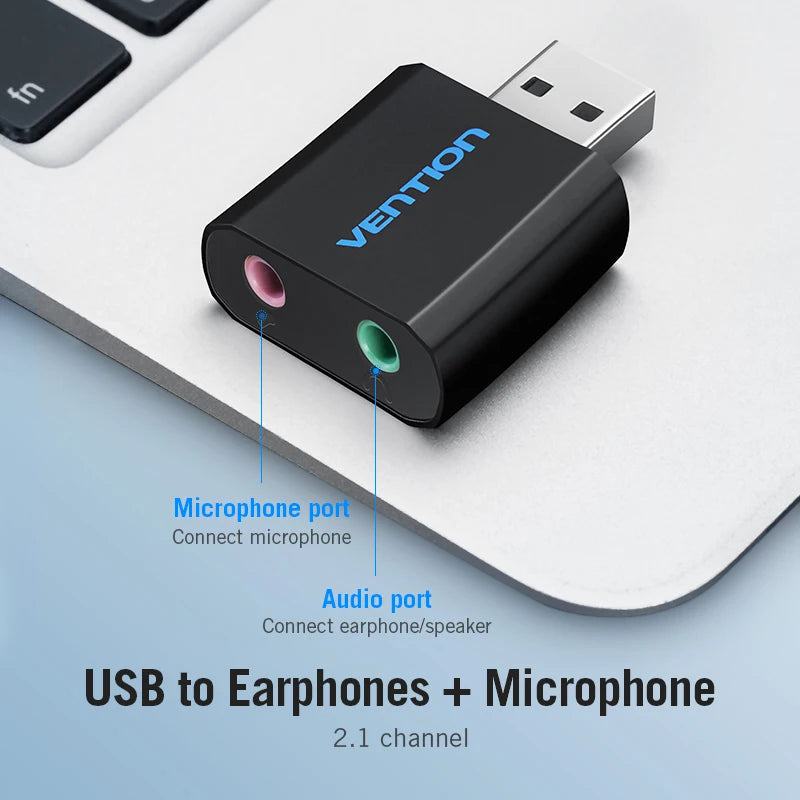 Vention USB Sound Card USB Audio Interface External 3.5mm Microphone Audio Adapter Sound card for Laptop PS4 Headset Sound Card