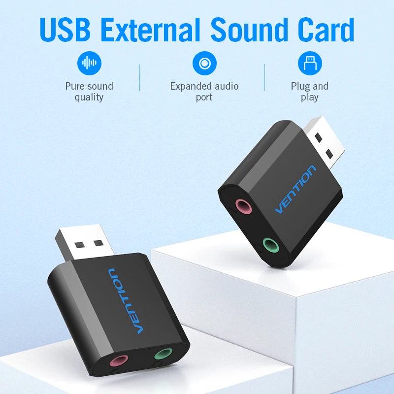 Vention USB Sound Card USB Audio Interface External 3.5mm Microphone Audio Adapter Sound card for Laptop PS4 Headset Sound Card