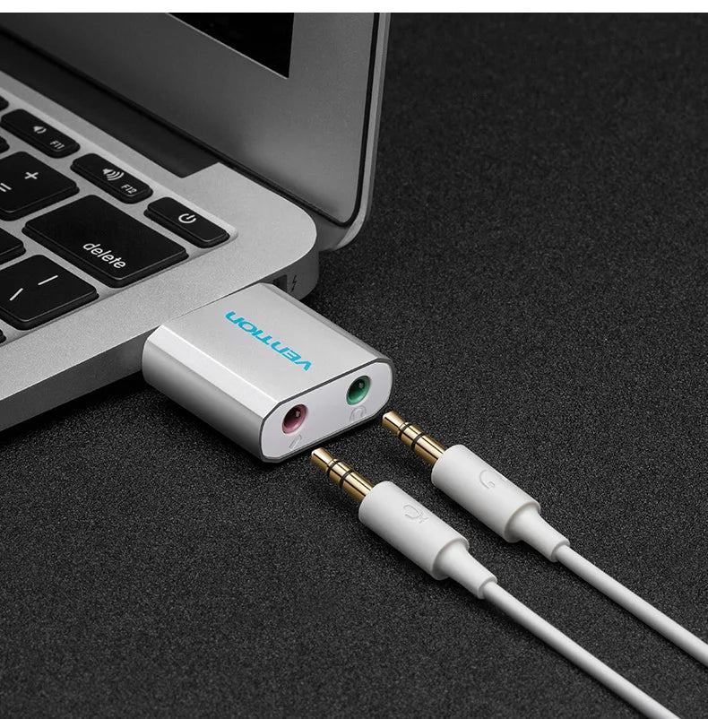 Vention USB Sound Card USB Audio Interface External 3.5mm Microphone Audio Adapter Sound card for Laptop PS4 Headset Sound Card