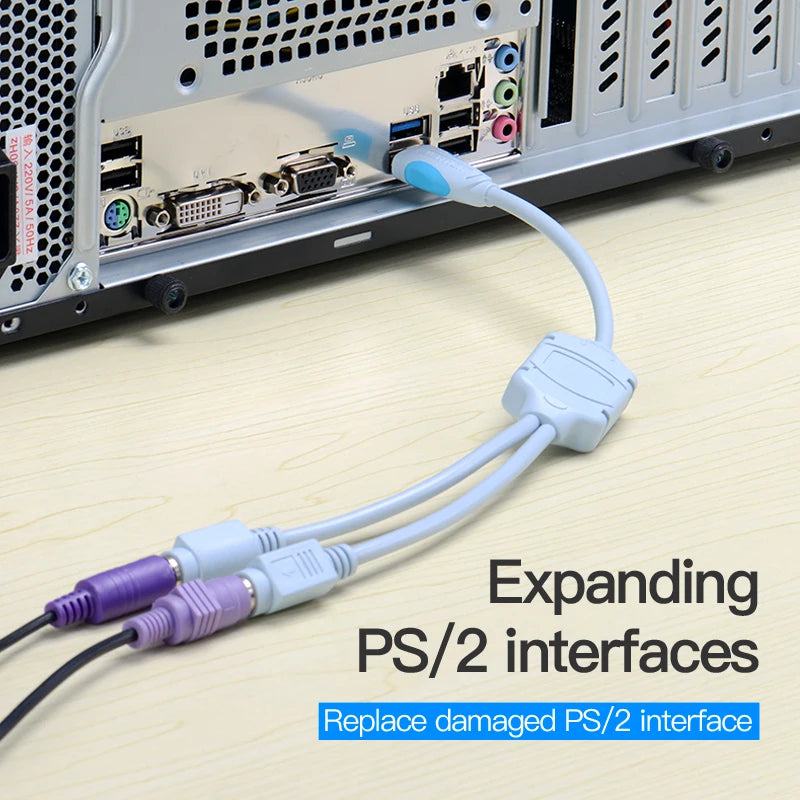 Vention USB to PS2 Converter Cable USB Male to PS/2 Female Adapter USB Extension Cable For Keyboard Mouse Scanner PS2 USB Cable - PST PS Tradings