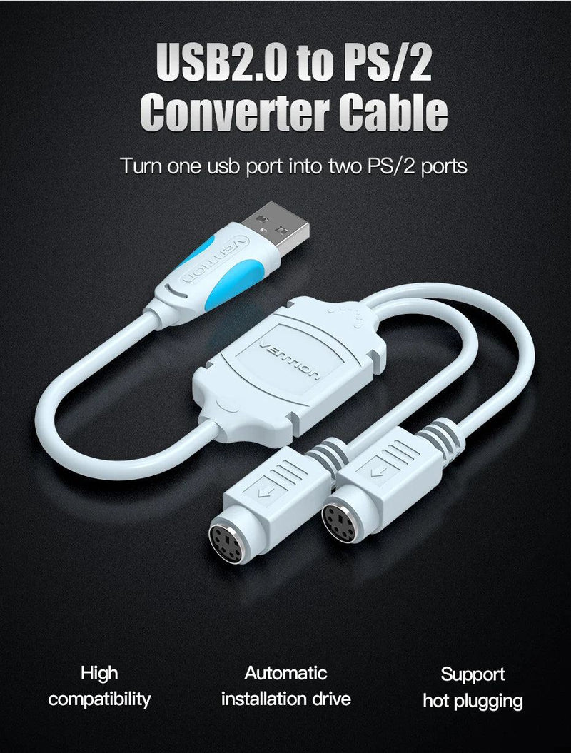 Vention USB to PS2 Converter Cable USB Male to PS/2 Female Adapter USB Extension Cable For Keyboard Mouse Scanner PS2 USB Cable - PST PS Tradings