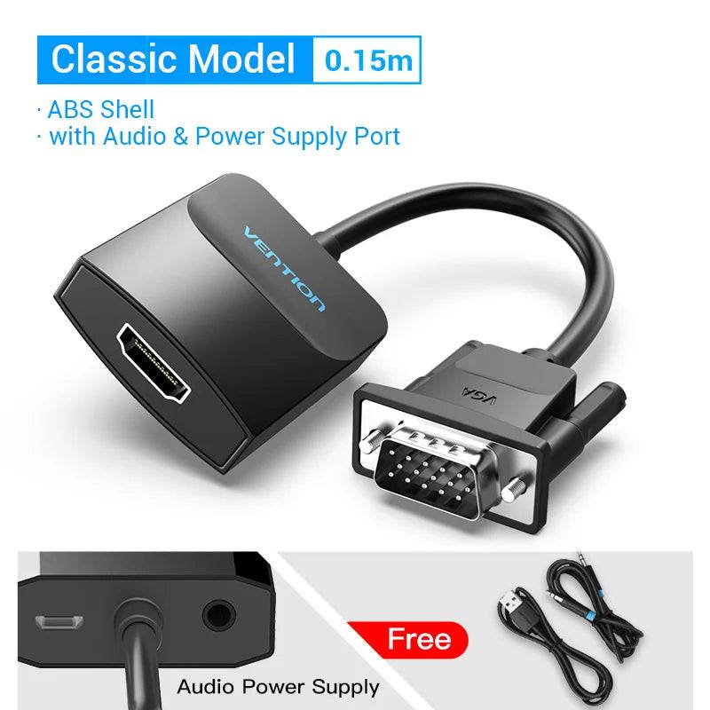 Vention VGA to HDMI Adapter 1080P VGA Male to HDMI Female Converter Cable With Audio USB Power for PS4/3 HDTV VGA HDMI Converter - Property & Safety Tradings