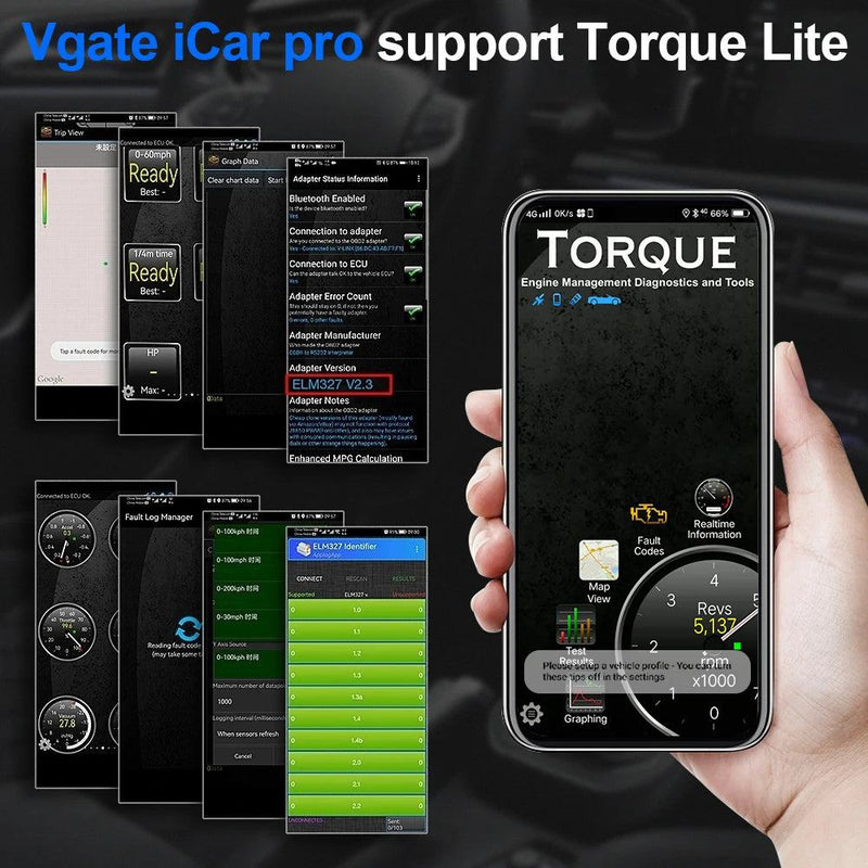 Vgate iCar Pro ELM327 V2.3 Bluetooth 4.0 WIFI For IOS/Android OBD Auto Scanner Code Reader OBD2 Car Diagnostic Tool ELM 327 V1 5 - PST PS Tradings