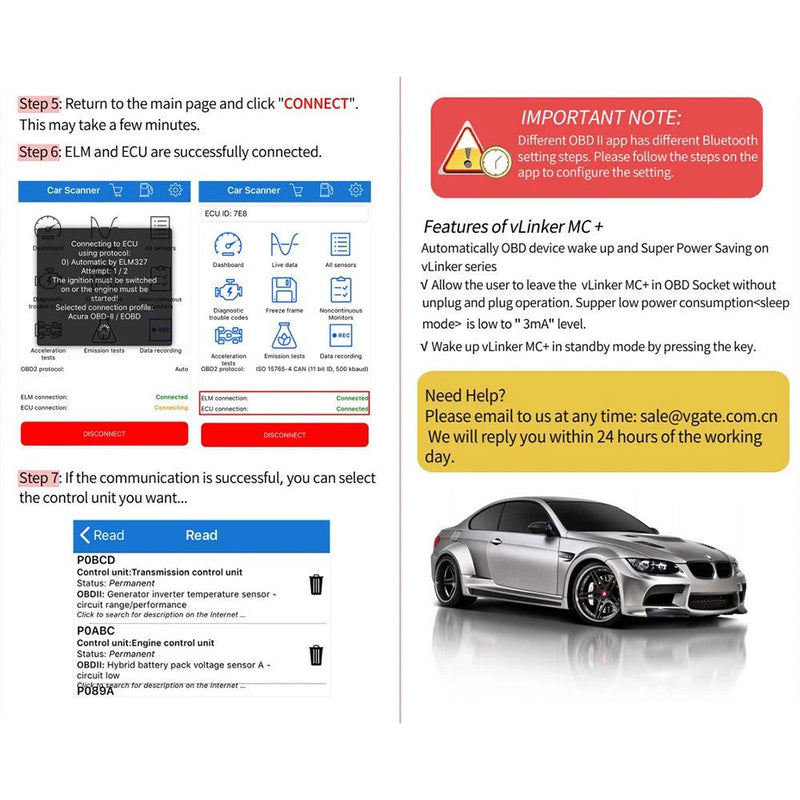 Vgate Vlinker MC iCar Pro Bluetooth-compatible 4.0/WIFI OBD2 Scanner For Android/IOS as icar2 ELM327 Auto Code Reader OBDII Tool - PST PS Tradings