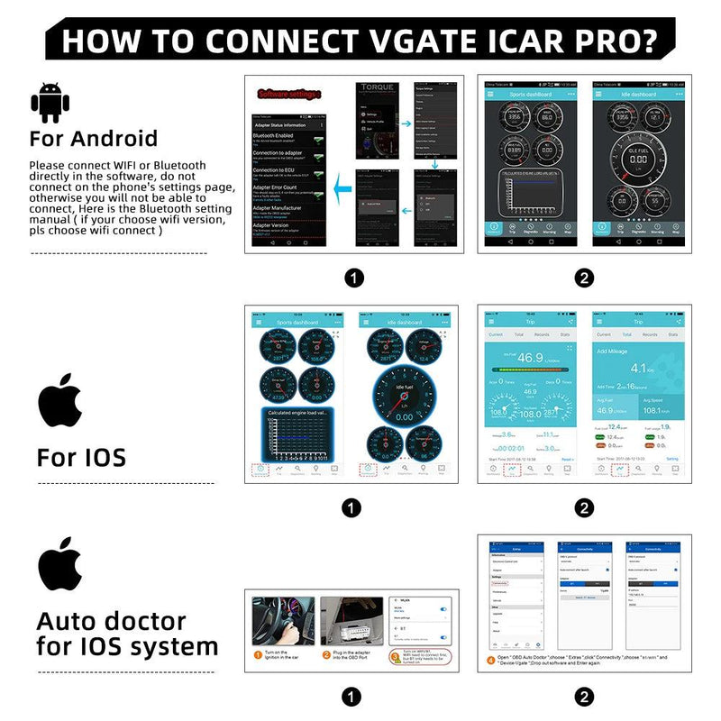 Vgate Vlinker MC iCar Pro Bluetooth-compatible 4.0/WIFI OBD2 Scanner For Android/IOS as icar2 ELM327 Auto Code Reader OBDII Tool - PST PS Tradings