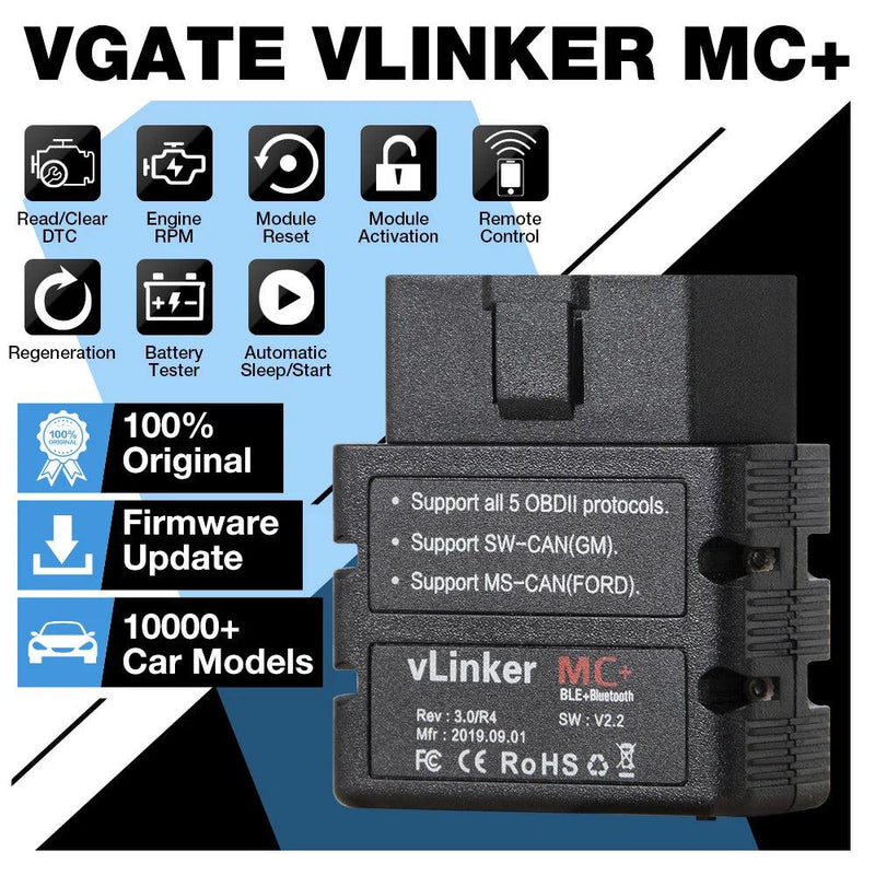 Vgate Vlinker MC iCar Pro Bluetooth-compatible 4.0/WIFI OBD2 Scanner For Android/IOS as icar2 ELM327 Auto Code Reader OBDII Tool - PST PS Tradings