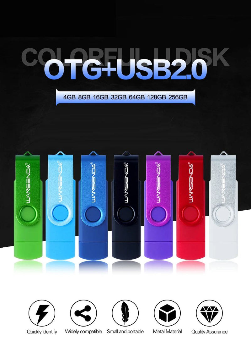 Wansenda OTG USB Flash Drive 256GB 128GB 64GB 32GB 16GB 8GB Cle USB Pendrive For Android Phone/Tablet /PC USB 2.0 Thumb Drive