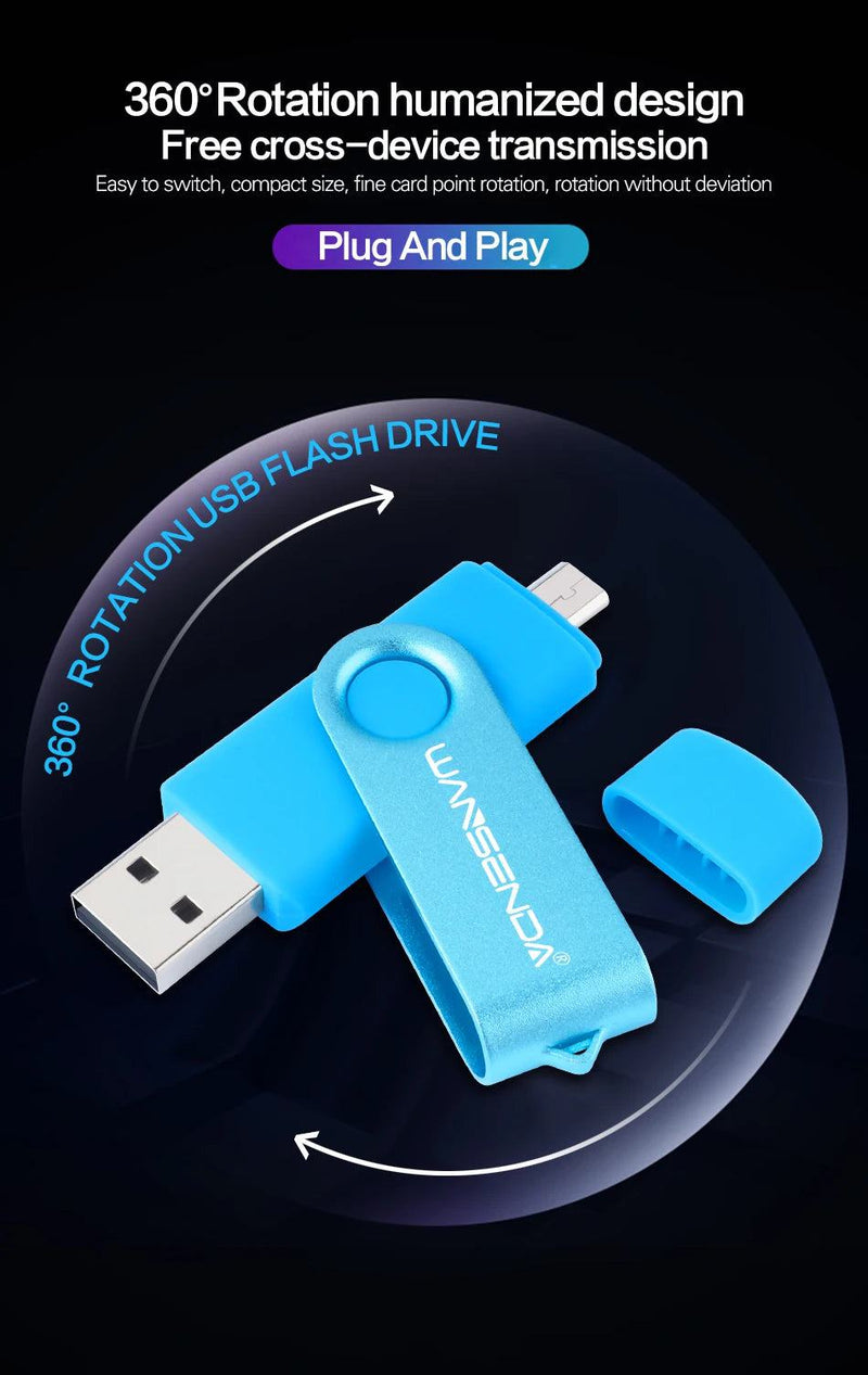 Wansenda OTG USB Flash Drive 256GB 128GB 64GB 32GB 16GB 8GB Cle USB Pendrive For Android Phone/Tablet /PC USB 2.0 Thumb Drive