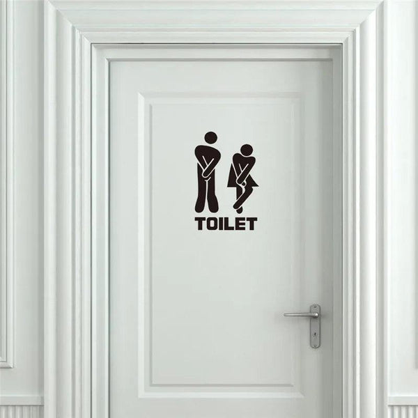 WC Toilet Entrance Sign Door Stickers For Public Place Home Decoration Creative Pattern Wall Decals Diy Funny Vinyl Mural Art - PST PS Tradings