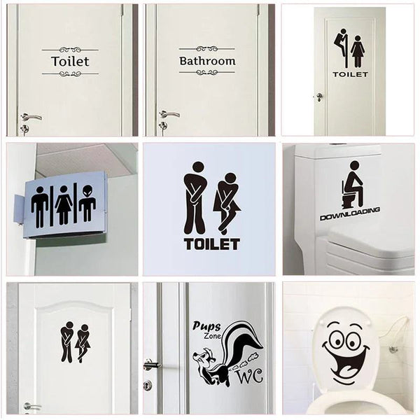 WC Toilet Entrance Sign Door Stickers For Public Place Home Decoration Creative Pattern Wall Decals Diy Funny Vinyl Mural Art - PST PS Tradings