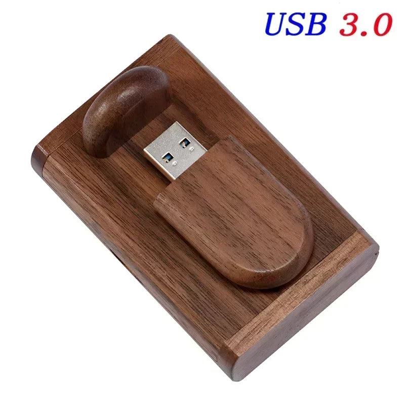 Wedding Gift Usb 3.0 Stick 64GB Custom logo Wooden Box Flash Drives 32GB Pendrive Free sample U Disk 16GB 8GB 4GB Memory Stick