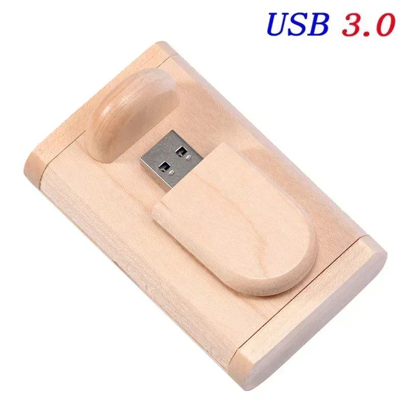 Wedding Gift Usb 3.0 Stick 64GB Custom logo Wooden Box Flash Drives 32GB Pendrive Free sample U Disk 16GB 8GB 4GB Memory Stick