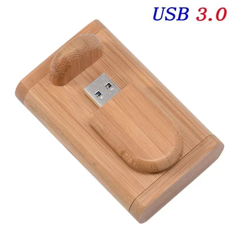 Wedding Gift Usb 3.0 Stick 64GB Custom logo Wooden Box Flash Drives 32GB Pendrive Free sample U Disk 16GB 8GB 4GB Memory Stick