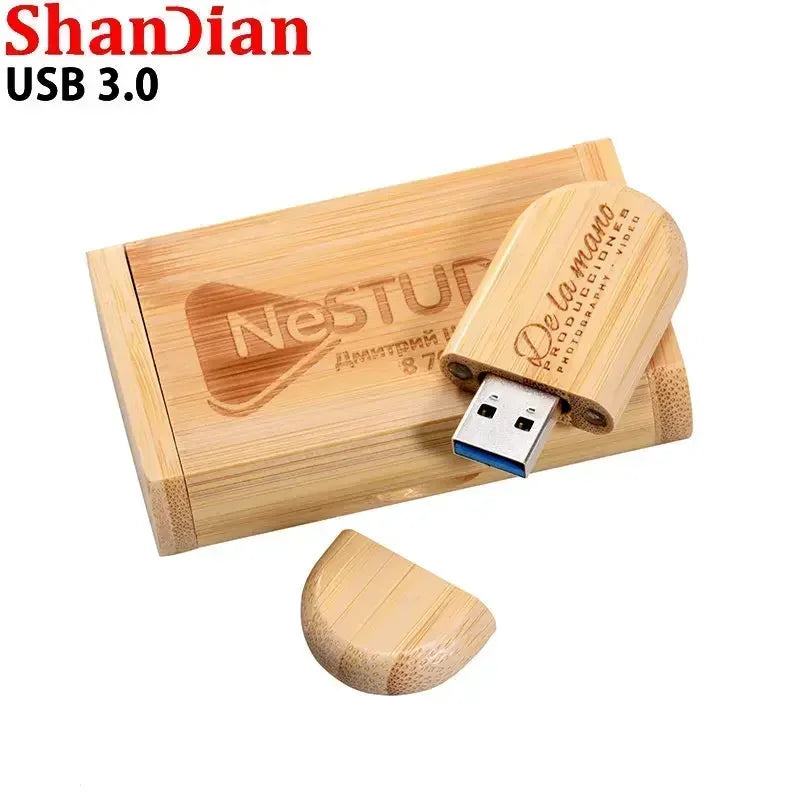 Wedding Gift Usb 3.0 Stick 64GB Custom logo Wooden Box Flash Drives 32GB Pendrive Free sample U Disk 16GB 8GB 4GB Memory Stick