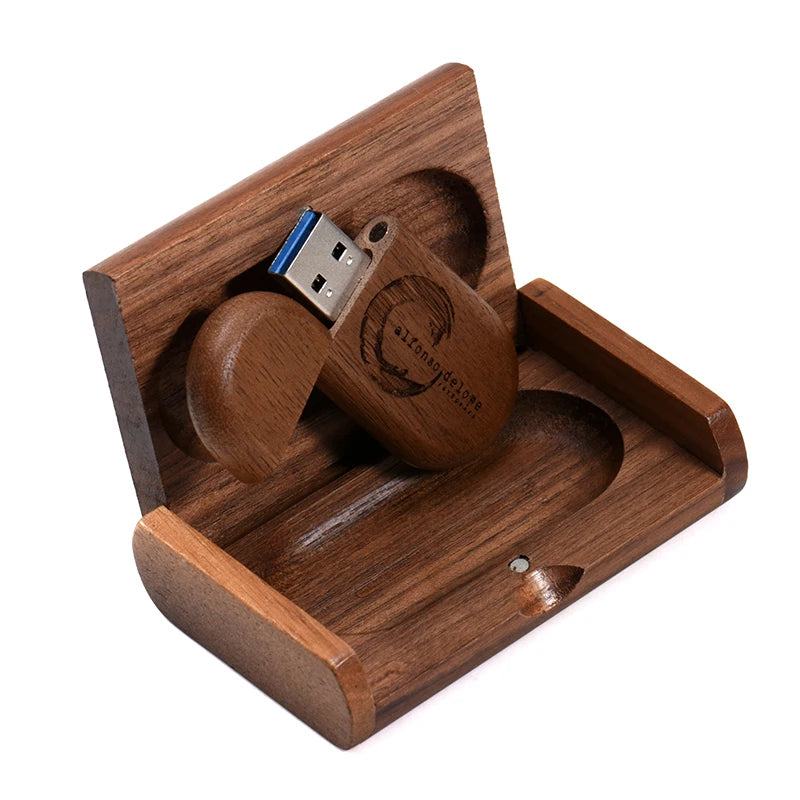 Wedding Gift Usb 3.0 Stick 64GB Custom logo Wooden Box Flash Drives 32GB Pendrive Free sample U Disk 16GB 8GB 4GB Memory Stick