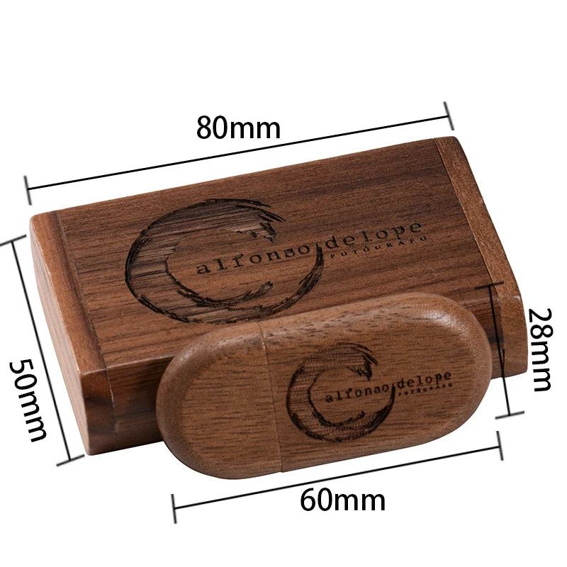 Wedding Gift Usb 3.0 Stick 64GB Custom logo Wooden Box Flash Drives 32GB Pendrive Free sample U Disk 16GB 8GB 4GB Memory Stick