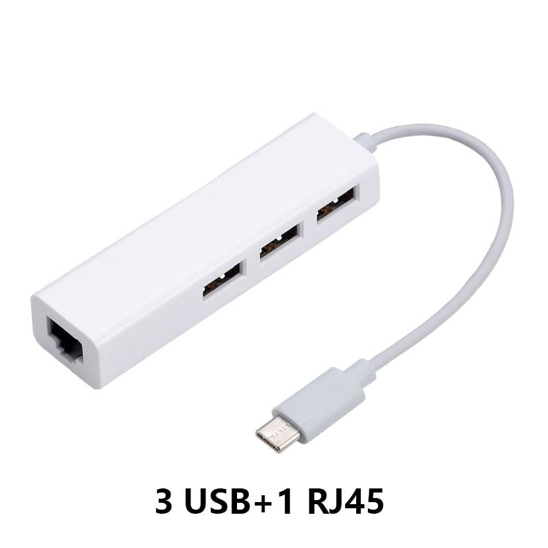 White USB Hub with Four Ports