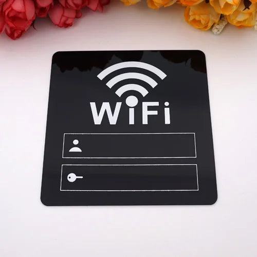 WIFI Sign 3D Acrylic Mirror Wall Stickers Rewritable Handwriting Account and Password For Public Shope Signage - PST PS Tradings