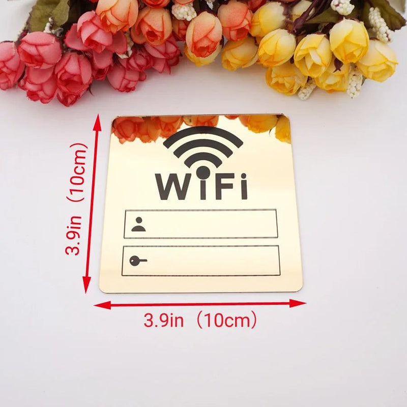 WIFI Sign 3D Acrylic Mirror Wall Stickers Rewritable Handwriting Account and Password For Public Shope Signage - PST PS Tradings