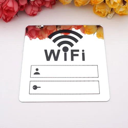 WIFI Sign 3D Acrylic Mirror Wall Stickers Rewritable Handwriting Account and Password For Public Shope Signage - PST PS Tradings