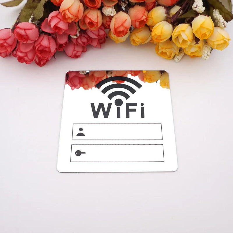 WIFI Sign 3D Acrylic Mirror Wall Stickers Rewritable Handwriting Account and Password For Public Shope Signage - PST PS Tradings