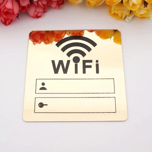 WIFI Sign 3D Acrylic Mirror Wall Stickers Rewritable Handwriting Account and Password For Public Shope Signage - PST PS Tradings