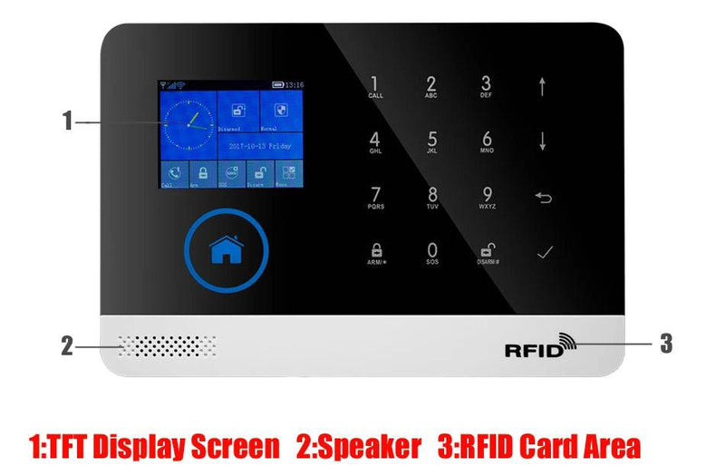 Wireless Tuya APP SIM GSM Home RFID Burglar Security LCD Touch Keyboard WIFI GSM Alarm System Sensor kit Russian,Spanish Voice - Property & Safety Tradings